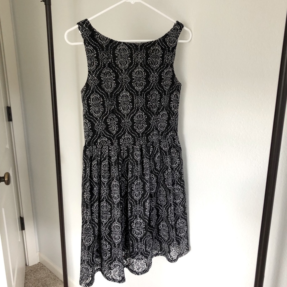 Black & White Ornate Pattern Mini Dress